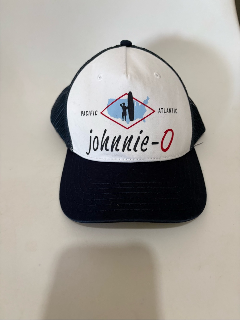 Johnnie-O SnapBack blue white ocean trucker hat mesh